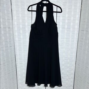 Scarlett Women’s Basic Black Halter Y2K Waist Pleating Swing Dress Size 16W